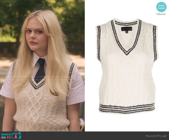 Nili Lotan Cable Knit Vest worn by Audrey Hope (Emily Alyn Lind) on Gossip Girl