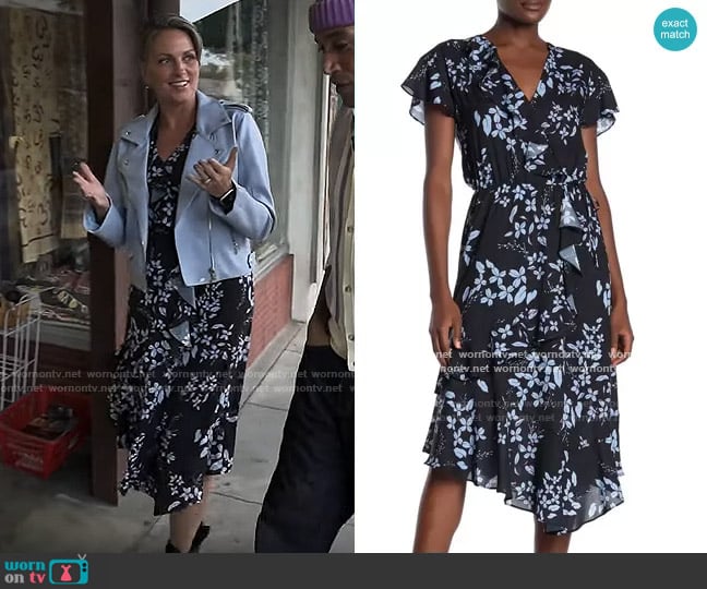 Parker Cascading Ruffle Printed Midi Dress worn by Jamie Yuccas on CBS Mornings