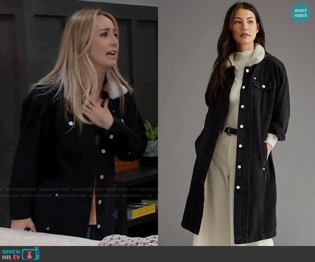 Pilcro at Anthropologie Sherpa-Collar Denim Jacket worn by Josslyn Jacks (Eden McCoy) on General Hospital