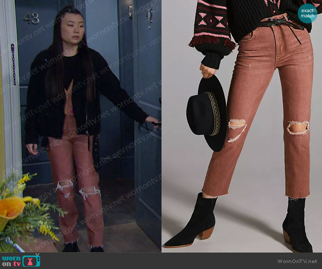 Pilcro The Vintage Straight Jeans worn by Wendy Shin (Victoria Grace) on Days of our Lives