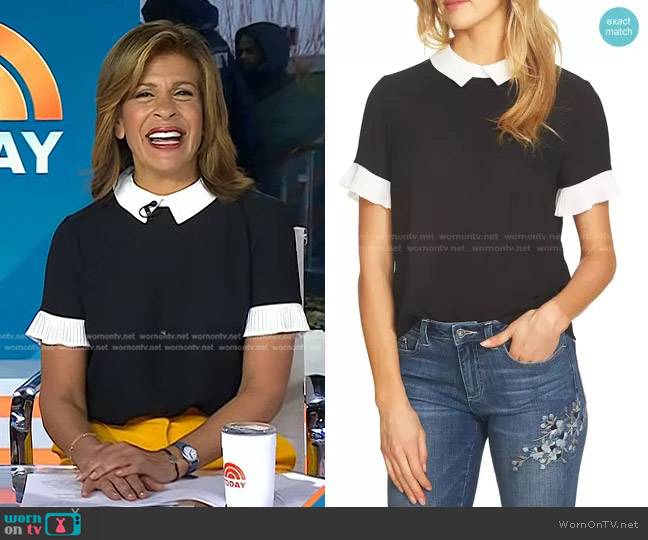 Cece Pleat Sleeve Collared Crepe Blouse worn by Hoda Kotb on Today