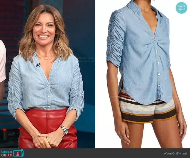 Porta Chambray Shirt by Veronica Beard worn by Kit Hoover on Access Hollywood