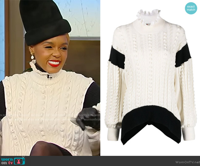 Ports 1961 Two-tone knit jumper worn by Janelle Monae on Tamron Hall Show