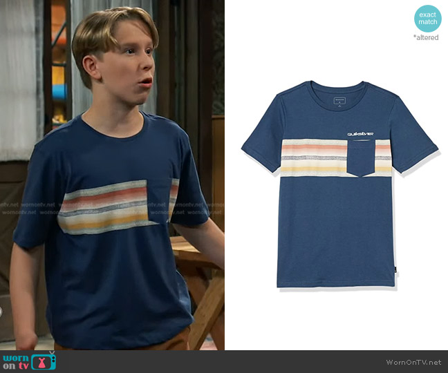 Quiksilver El Ray Stripe Boys Tee worn by Jake (Luke Busey) on Bunkd