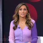 Rhiannon Ally’s purple colorblock ribbed dress on Good Morning America