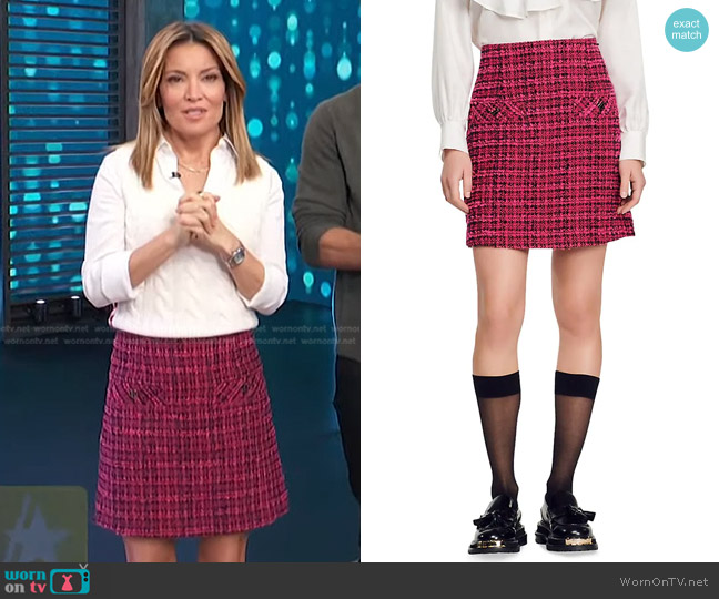 Sandro Andria Tweed Skirt worn by Kit Hoover on Access Hollywood