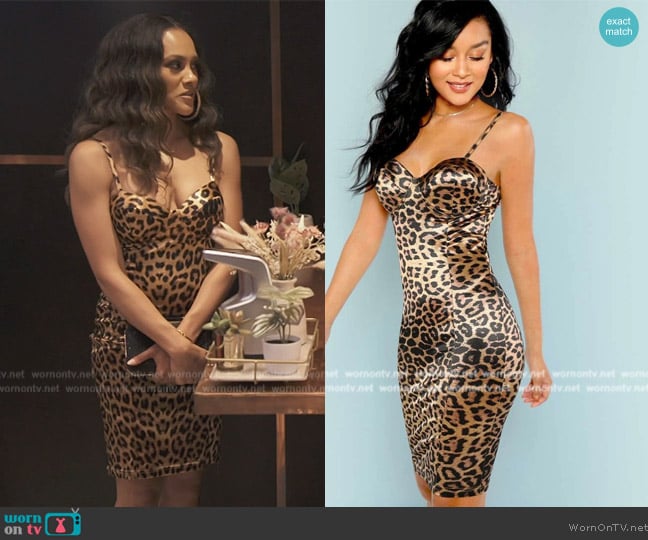 Shein Leopard Print Bustier Cami Bodycon Dress worn by Ashley Darby on The Real Housewives of Potomac