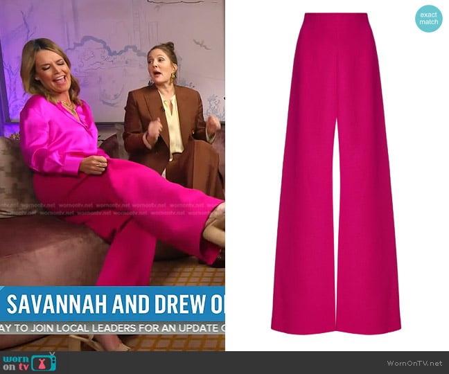 Sergio Hudson Signature High-Waisted Wool Wide-Leg Pants worn by Savannah Guthrie on Today