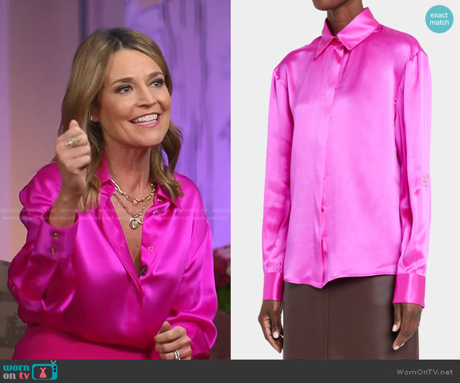 Sergio Hudson Silk-Sharmeuse Shirt worn by Savannah Guthrie on Today