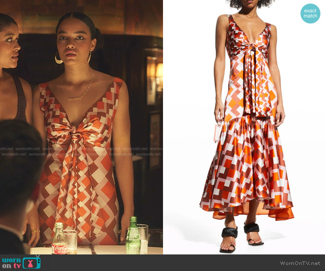 Silvia Tcherassi Spello Geometric-Print High-Low Dress worn by Zoya Lott (Whitney Peak) on Gossip Girl