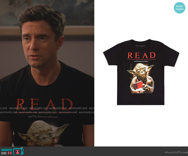 Out of Print Star Wars Yoda READ Unisex T-Shirt worn by (Topher Grace) on Home Economics