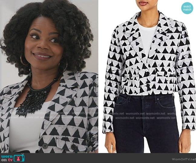 Studio 189 x Aqua Printed Blazer worn by Amara Patterson (Kelly Jenrette) on All American Homecoming