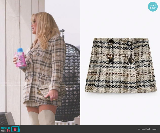 Zara Textured Check Skort worn by Heather Gay on The Real Housewives of Salt Lake City