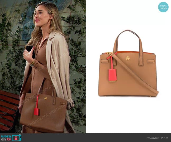 Tory Burch Walker Satchel Tote worn by Sloan Peterson (Jessica Serfaty) on Days of our Lives