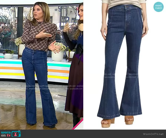 Veronica Beard Sheridan Seamed High-Rise Bell-Bottom Jeans worn by Jenna Bush Hager on Today