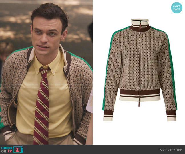 Wales Bonner Clarendon Geoetric Print Track Jacket worn by Maximus Wolfe (Thomas Doherty) on Gossip Girl