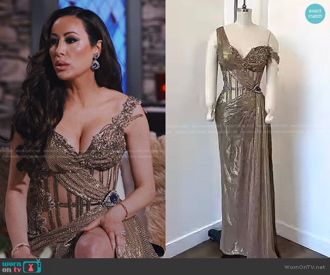 Walter Mendez Atelier Custom dress worn by Angie Katsanevas on The Real Housewives of Salt Lake City