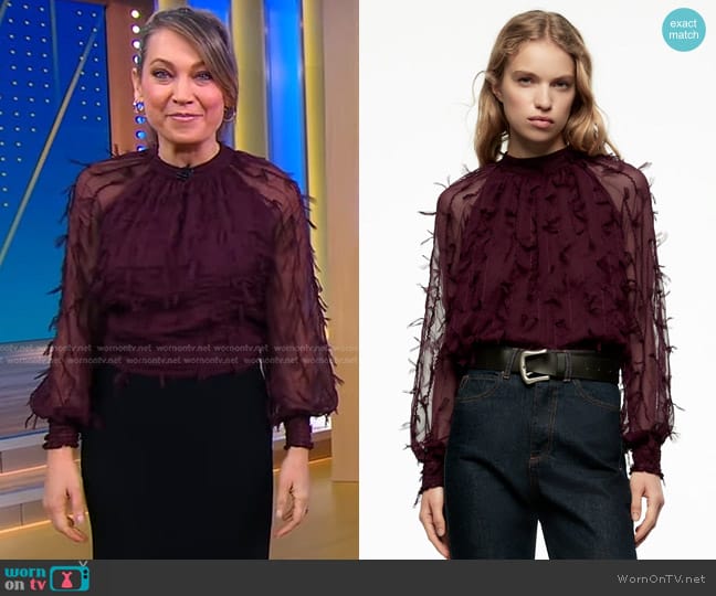 Zara Fringed Blouse worn by Ginger Zee on Good Morning America