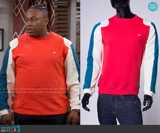 A. Tiziano Harvey Pullover in Electric worn by Marty (Marcel Spears) on The Neighborhood