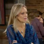 Abby’s blue printed dress on The Young and the Restless