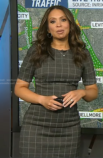 Adelle’s grey grid check dress on Today
