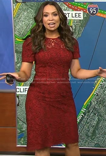 Adelle’s red lace dress on Today
