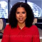 Adriana Diaz’s red twist neck dress on CBS Evening News