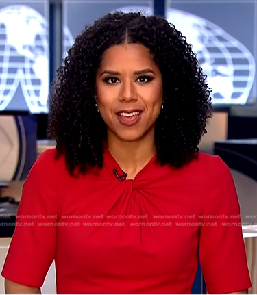 Adriana Diaz’s red twist neck dress on CBS Evening News
