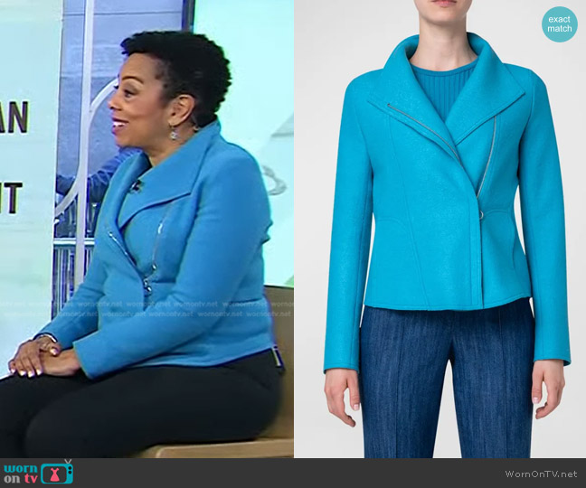 Akris Punto Fitted Wool Biker Jacket worn by Sharon Epperson on Today