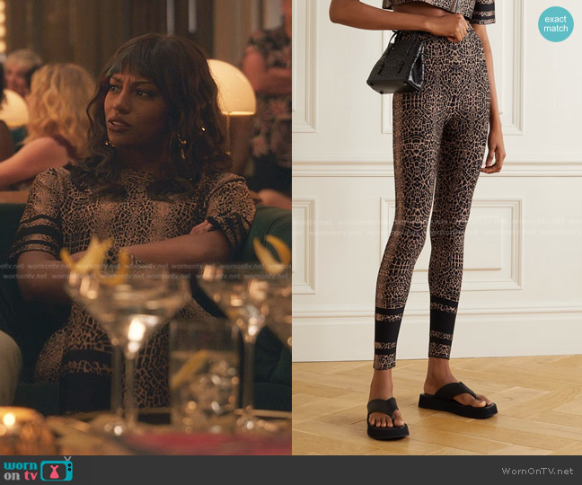 Alaia: Leopard Jacquard-Knit Leggings worn by Monet de Haan (Savannah Lee Smith) on Gossip Girl