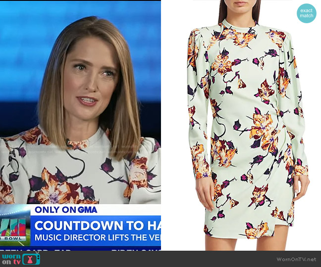 A.L.C. Jane Floral Mini Dress worn by Kayna Whitworth on Good Morning America