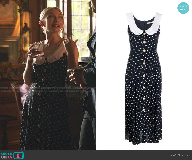 Alessandra Rich Polka Dot-Print Sleeveless Dress worn by Kate Keller (Tavi Gevinson) on Gossip Girl