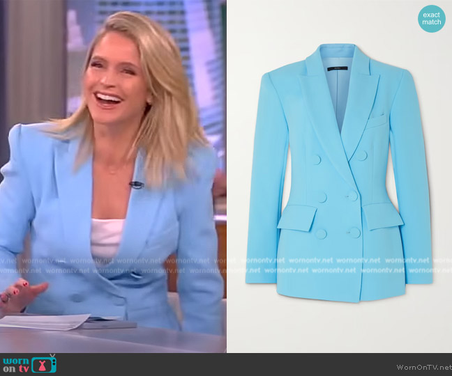 Alex Perry Landon double-breasted crepe blazer worn by Sara Haines on The View