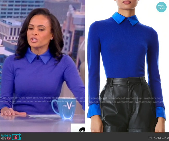 Alice + Olivia Porla Collared Stretch Wool Sweater worn by Linsey Davis on The View