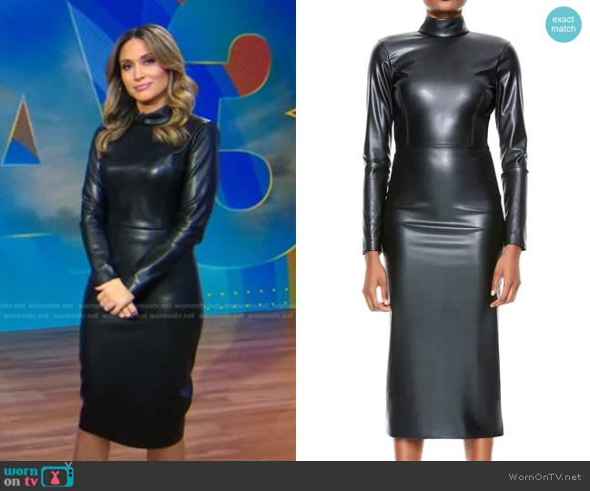 Alice + Olivia Delora Faux Leather Dress worn by Rhiannon Ally on Good Morning America