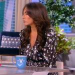 Alyssa’s black floral print mini dress on The View