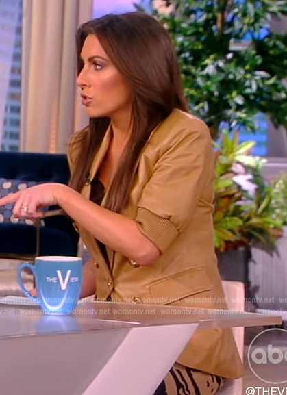 Alyssa’s leather short sleeve jacket and pants on The View