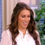 Alyssa’s white embroidered pearl trim blouse on The View