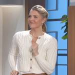 Amanda’s white cable knit cropped cardigan on The Talk