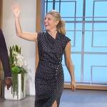 Amanda’s navy polka dot print dress on The Talk