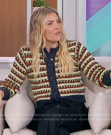 Amanda's stripe knit cardigan on The Talk