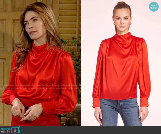 Amanda Uprichard Jacinda Top worn by Victoria Newman (Amelia Heinle) on The Young and the Restless