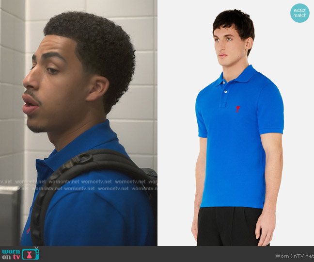 Ami Paris De Coeur Polo Shirt worn by Andre Johnson, Jr. (Marcus Scribner) on Grown-ish