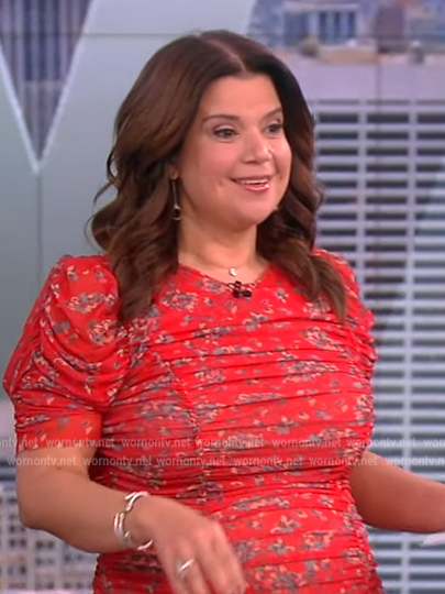 Ana’s red floral ruched dress on The View