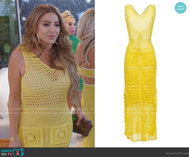 Andreeva Yellow Handmade Crochet Knit Dress worn by Larsa Pippen (Larsa Pippen) on The Real Housewives of Miami