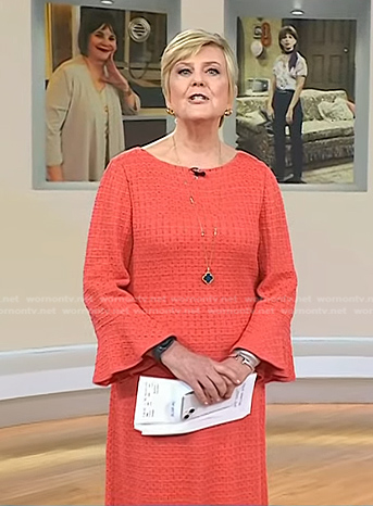 Anne Thompson’s orange waffle bell sleeve dress on Today