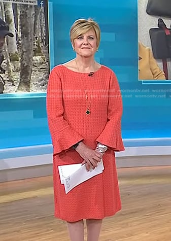 Anne Thompson’s orange waffle bell sleeve dress on Today