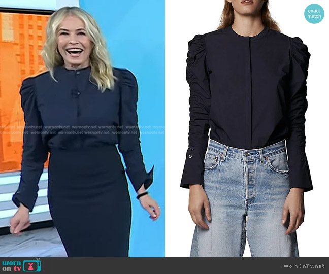 Another Tomorrow Shirred Puff-Sleeve Blouse worn by Chelsea Handler on Today