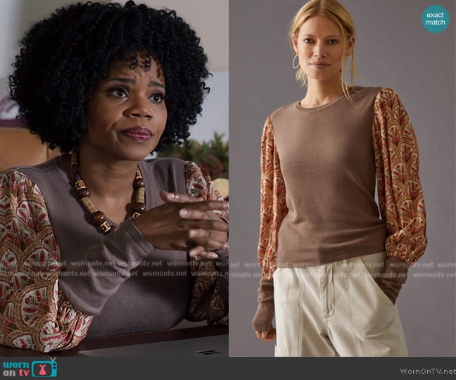 Bl-nk Puff-Sleeve Sweater worn by Amara Patterson (Kelly Jenrette) on All American Homecoming