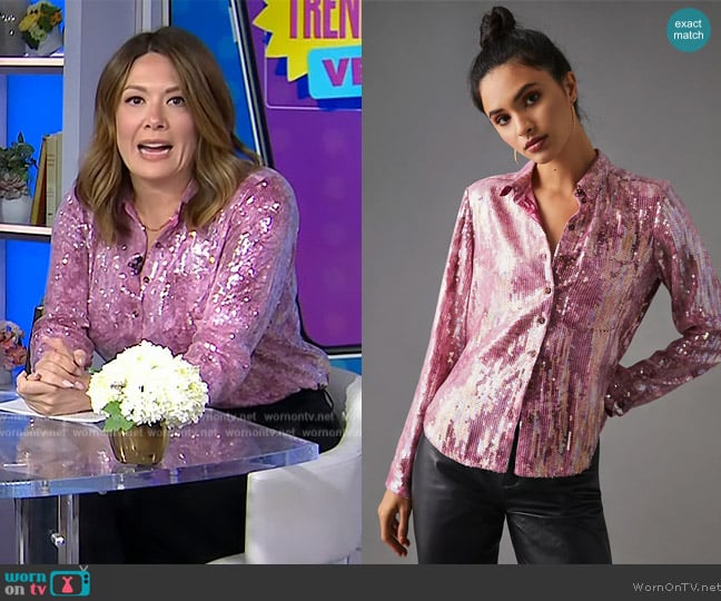 Pilcro Shrunken Sequin Blouse worn by Michelle Collin on Today